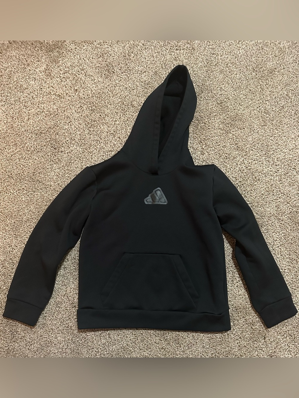 Kids Adidas Black Hoodie with Center Logo Tag